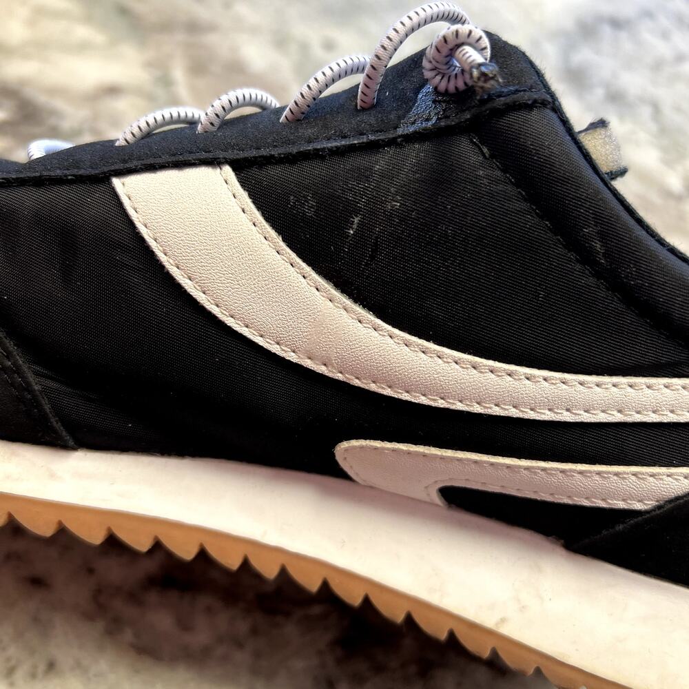 Steve Madden Denney Black + White Flatform Wedge Sneakers Size 9 - Picture 4 of 6